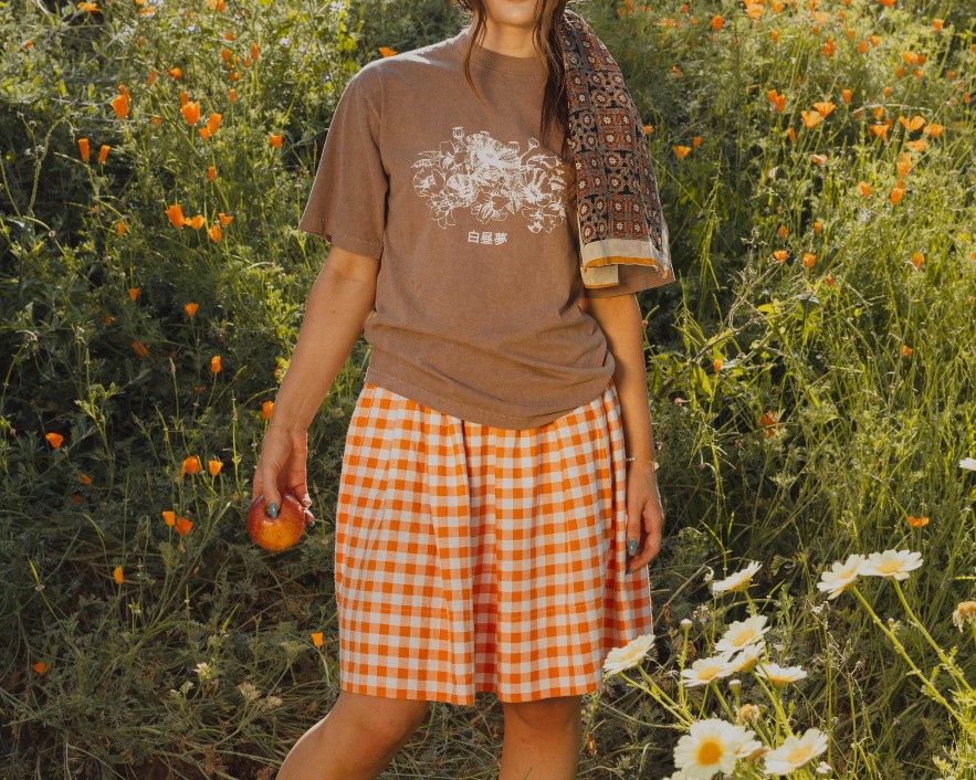 Apparel Daydream Surf Shop Vintage | Orange & White Gingham Skirt