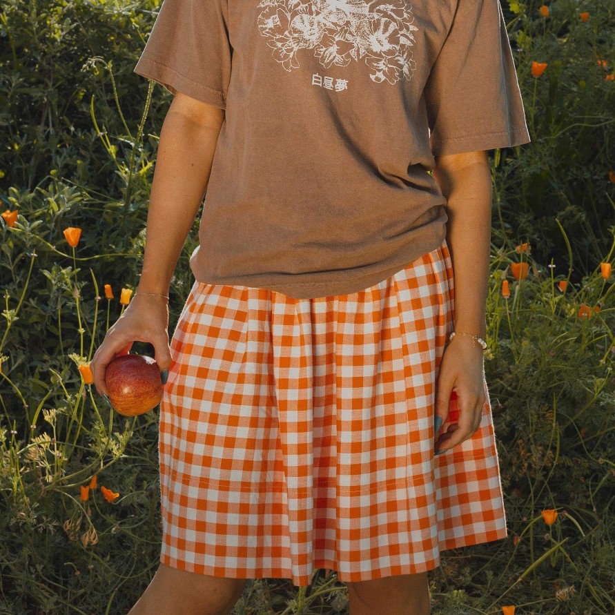 Apparel Daydream Surf Shop Vintage | Orange & White Gingham Skirt