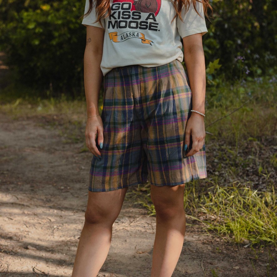 Apparel Daydream Surf Shop Vintage | High Waisted Cotton Tartan Shorts