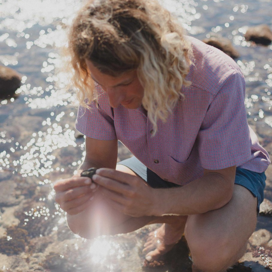 Apparel Daydream Surf Shop Tops | Daydream Skipper Shirt - Red & Navy Plaid